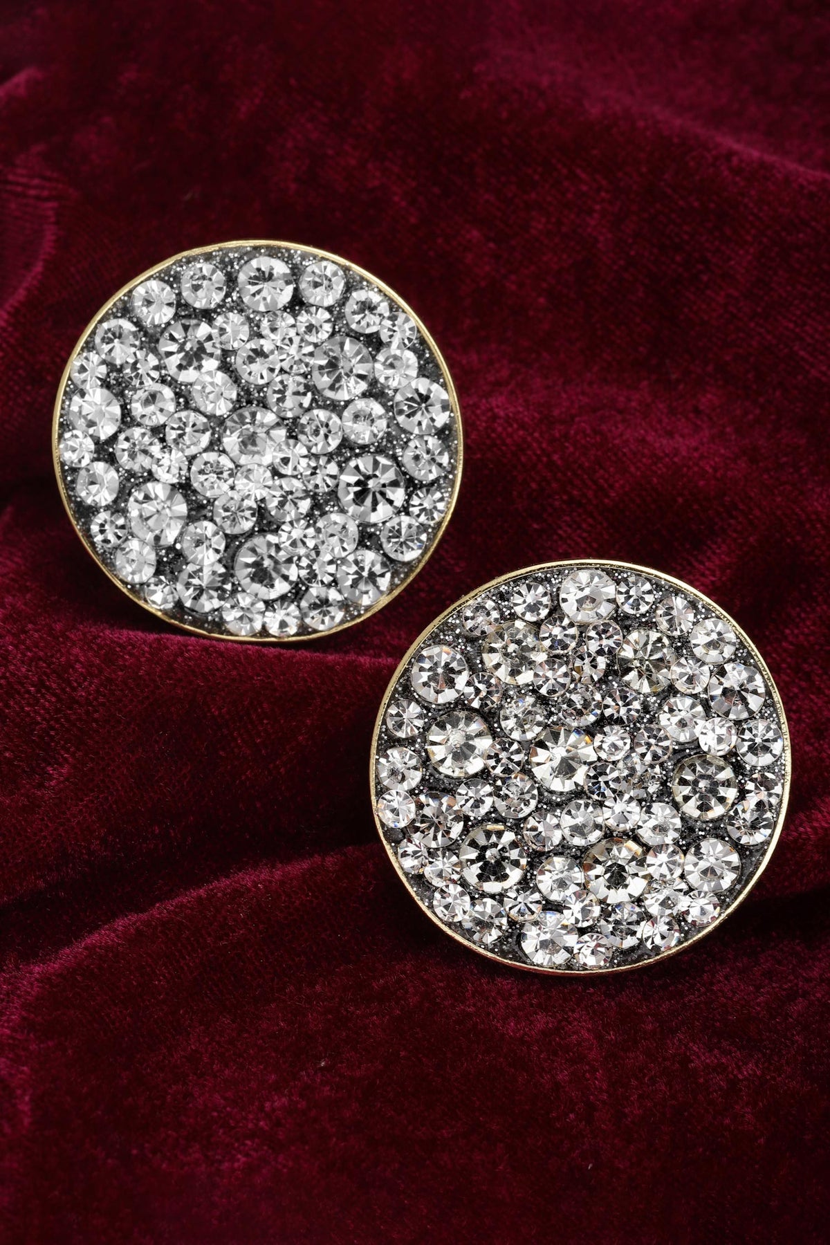 Crystal Embellished Button Studs 