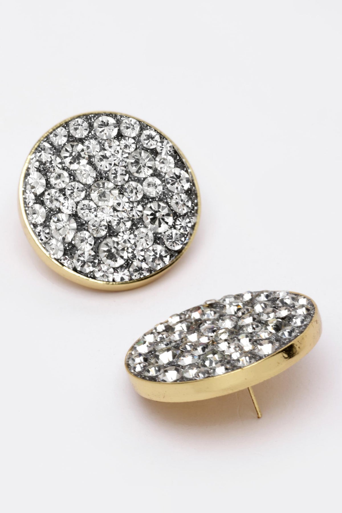 Crystal Embellished Button Studs 