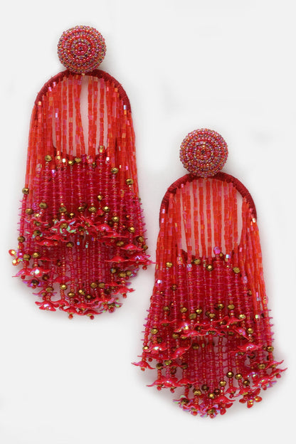 Crystal Studded Tassel Earrings 