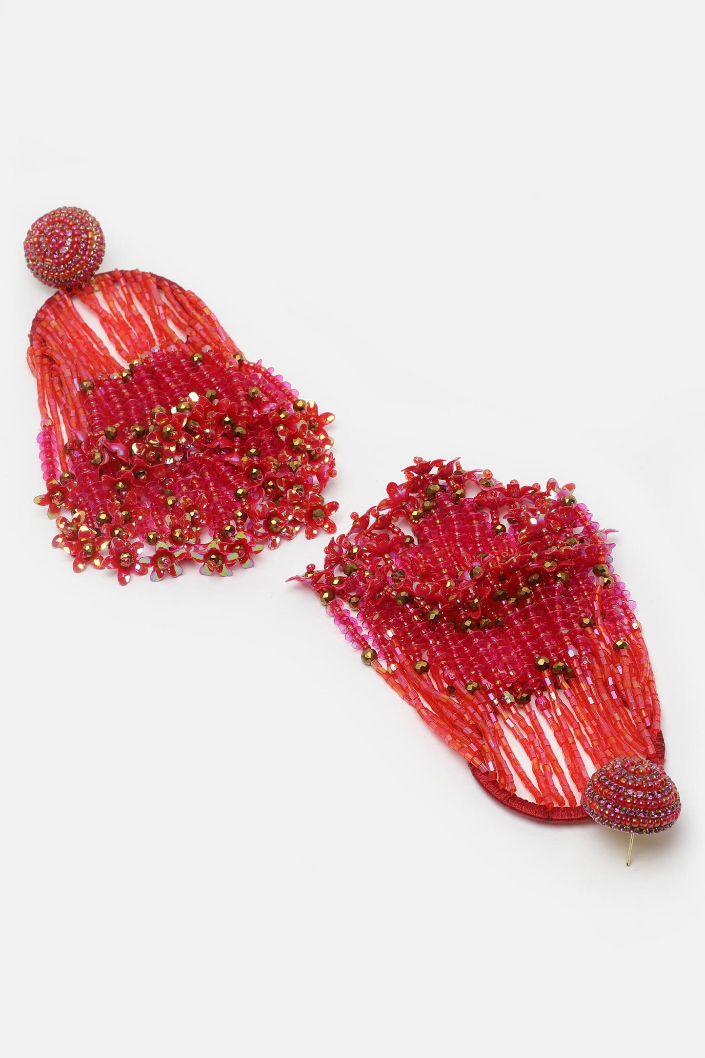Crystal Studded Tassel Earrings 