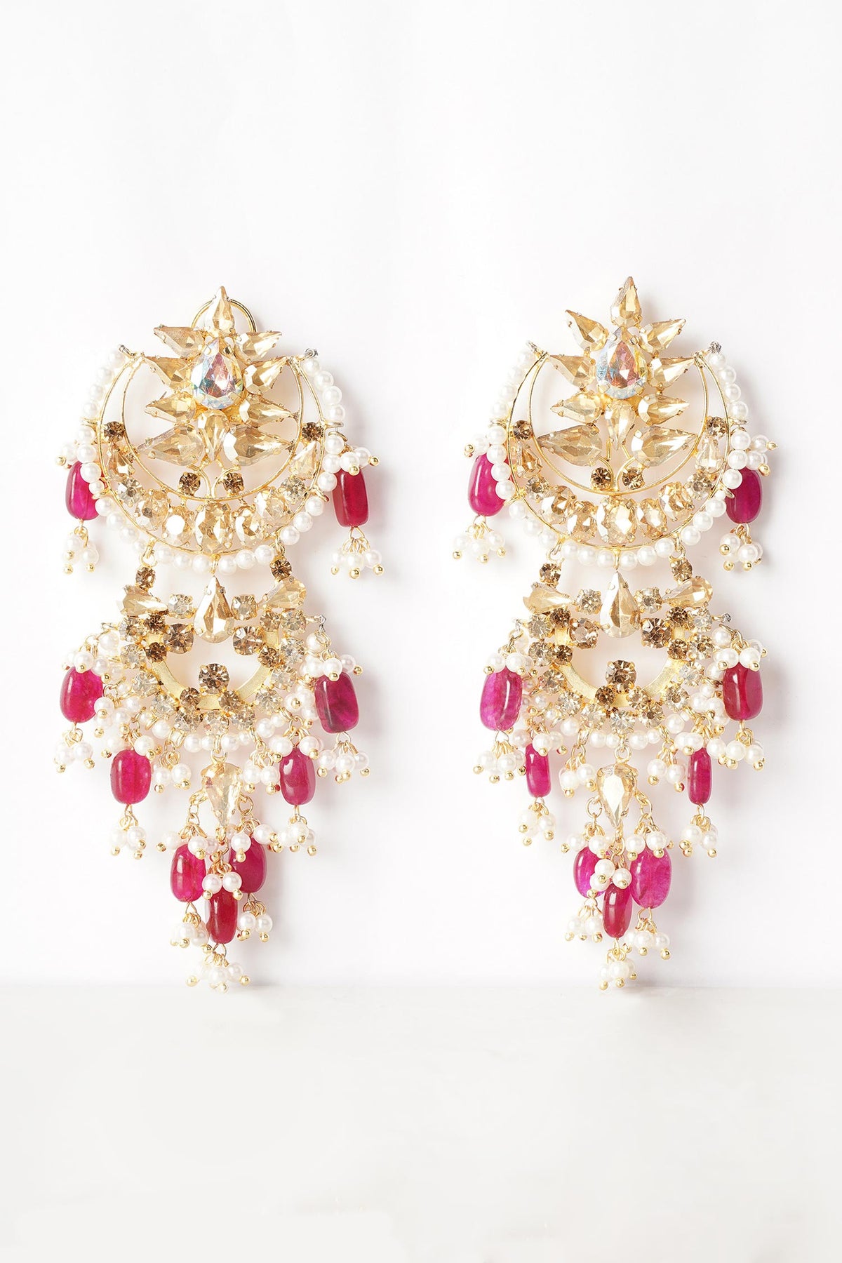 Crystal Embellished Bead Tassel Chandbali 