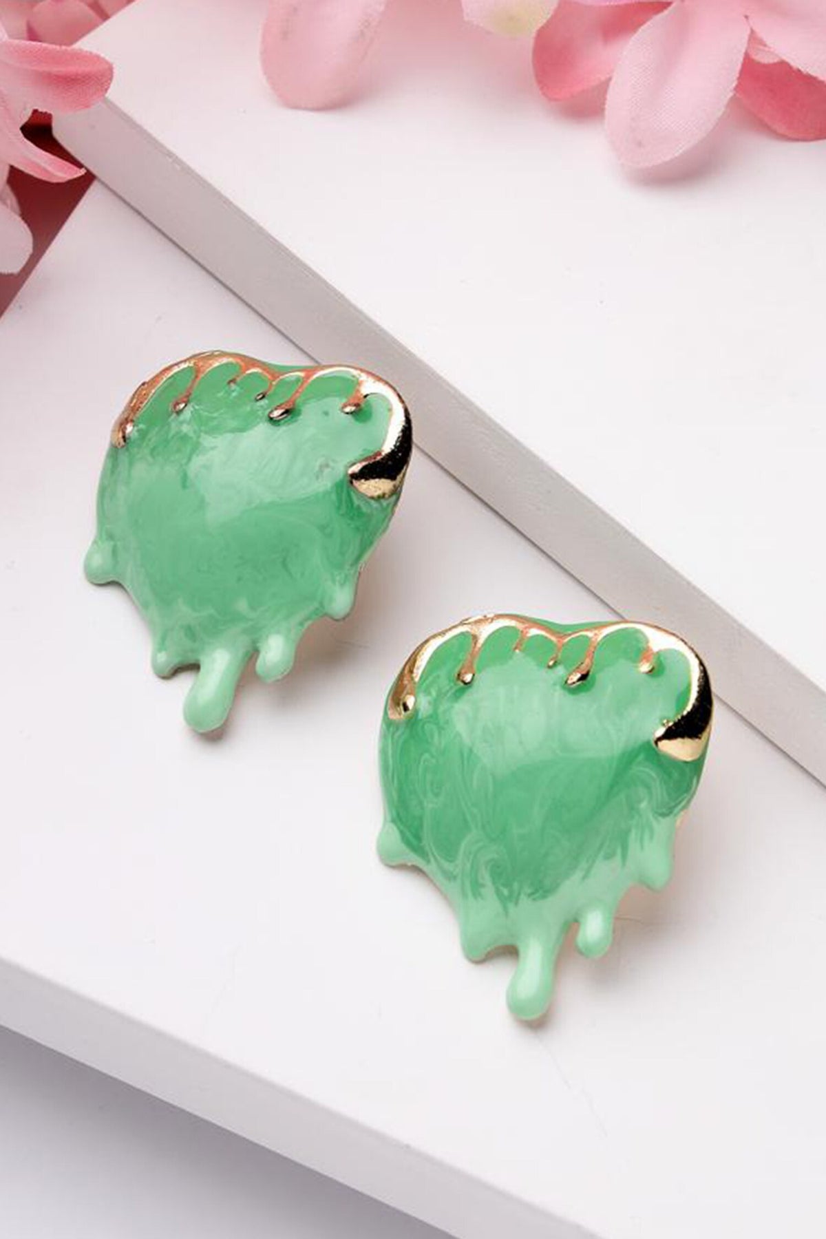 Enamel Heart Stud Earrings 