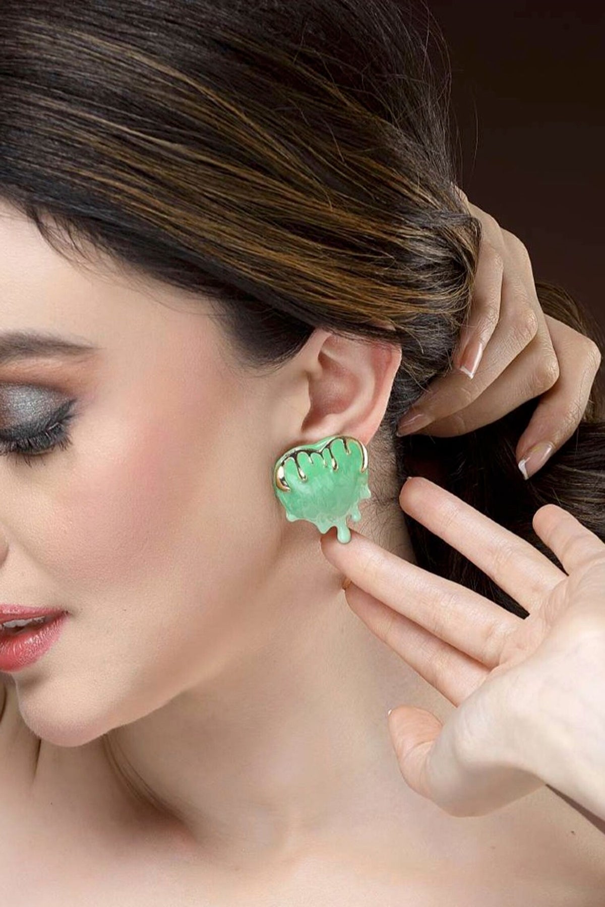 Enamel Heart Stud Earrings 