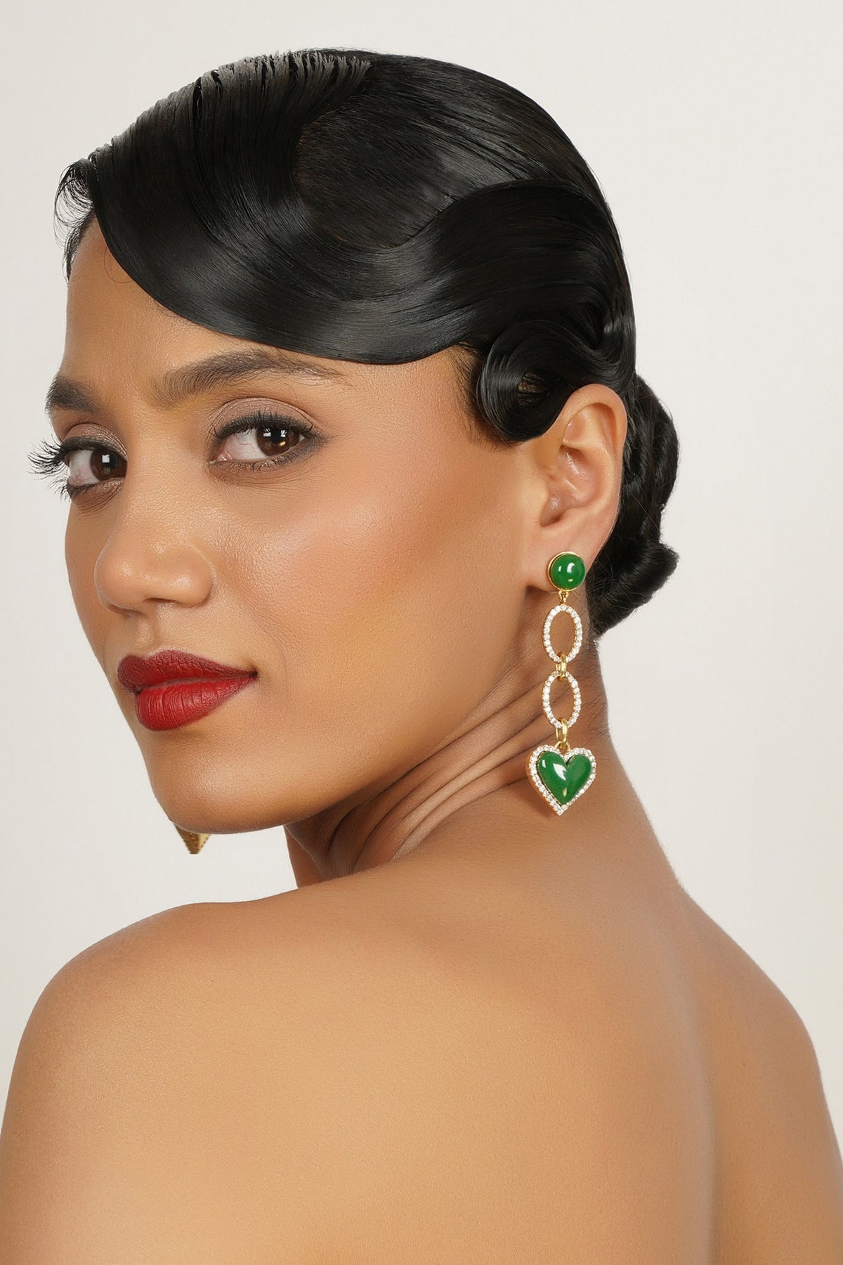 Enamel Heart Drop Earrings 