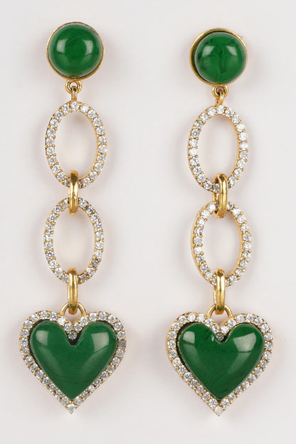 Enamel Heart Drop Earrings 
