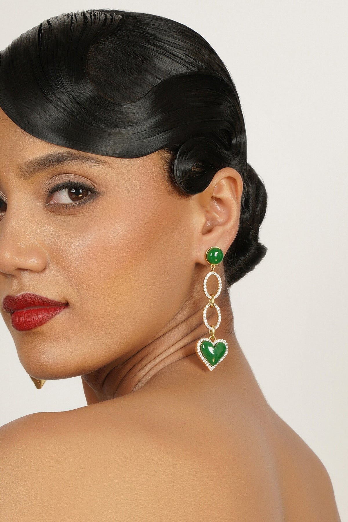 Enamel Heart Drop Earrings 