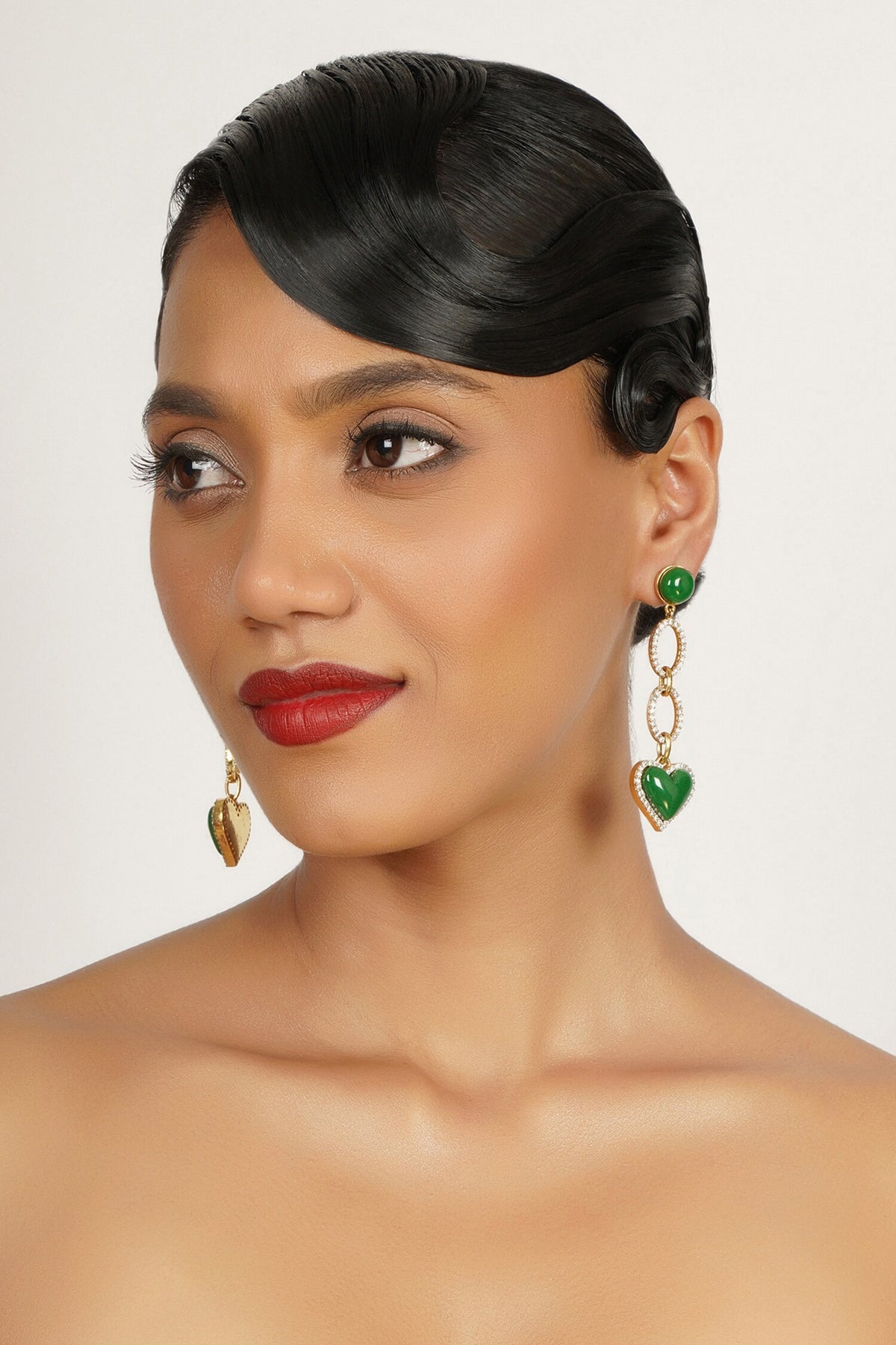 Enamel Heart Drop Earrings 