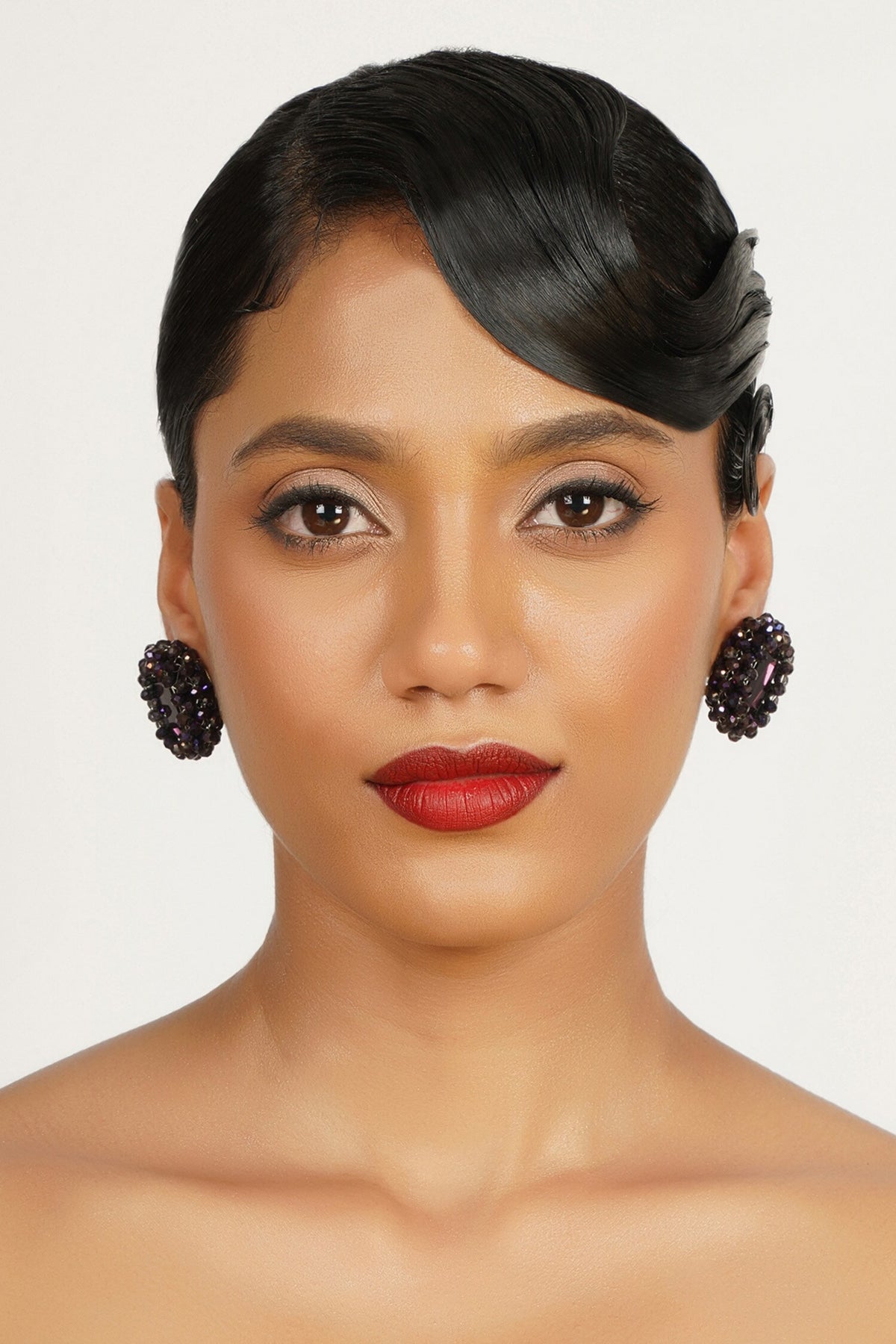 Crystal Bead Embellished Stud Earrings 