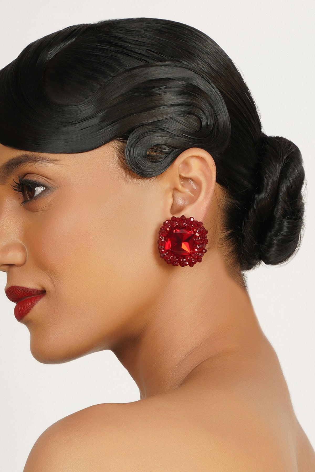 Bead Embellished Stud Earrings 