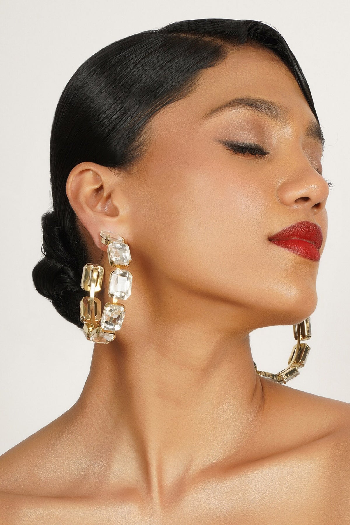 Crystal Embellished Hoops 