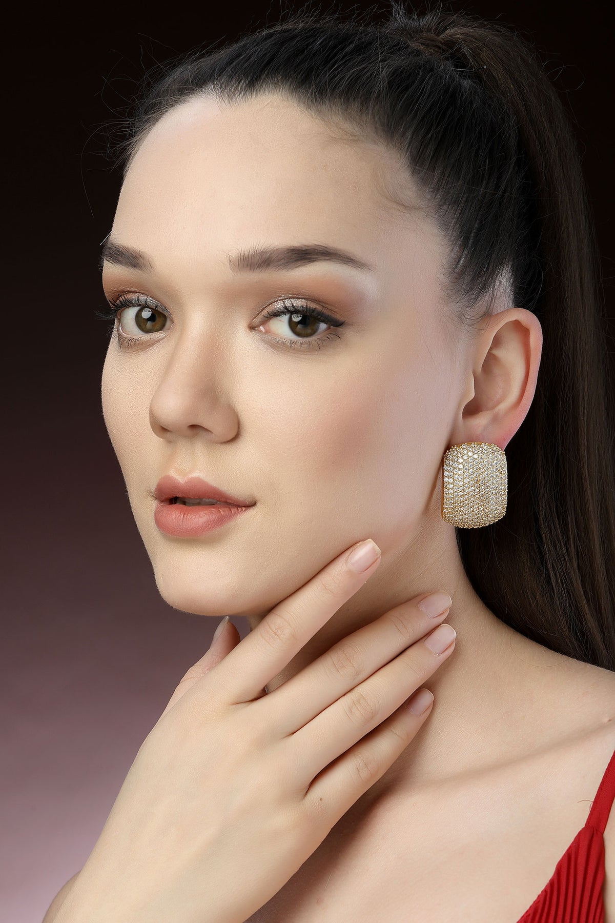 Crystal Studded Stud Earrings 