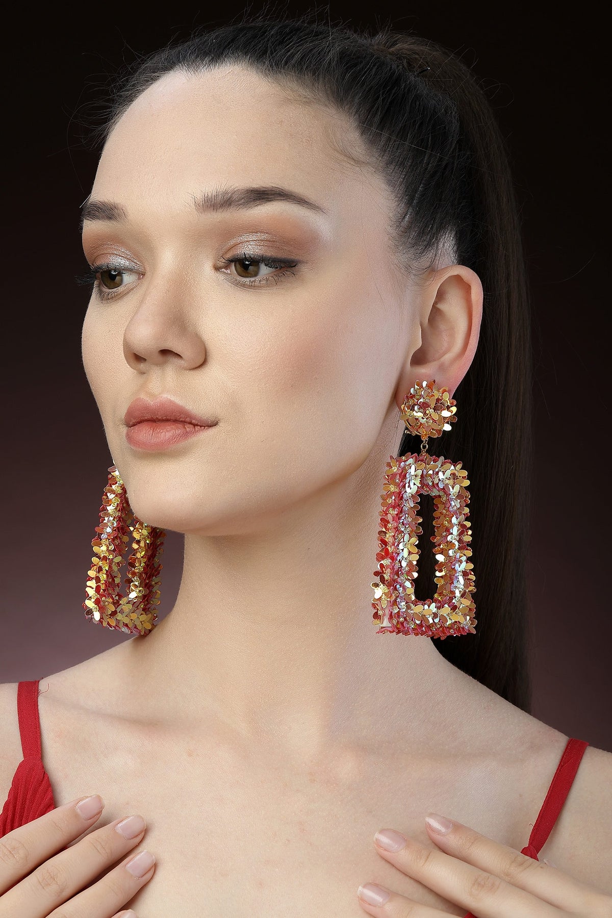 Sequin Embellished Dangler Earrings 