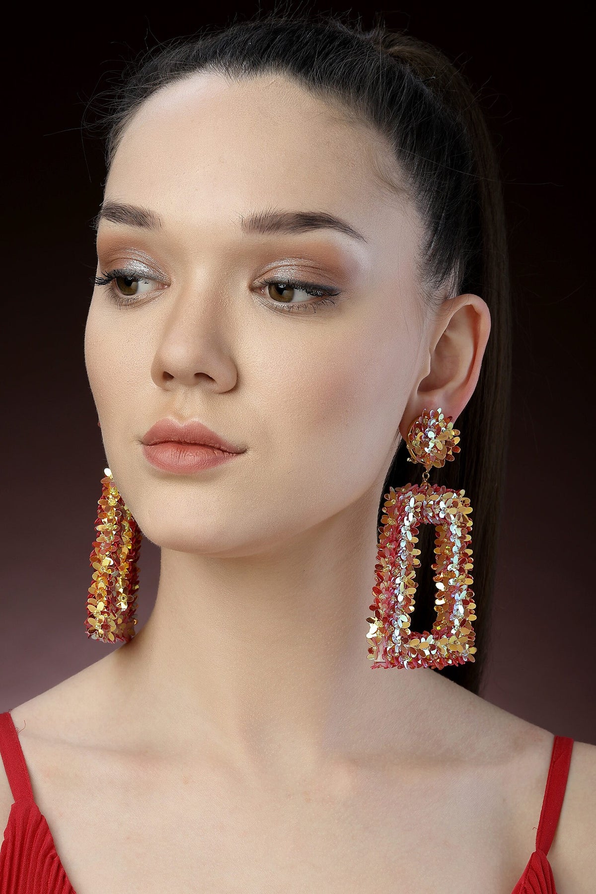 Sequin Embellished Dangler Earrings 