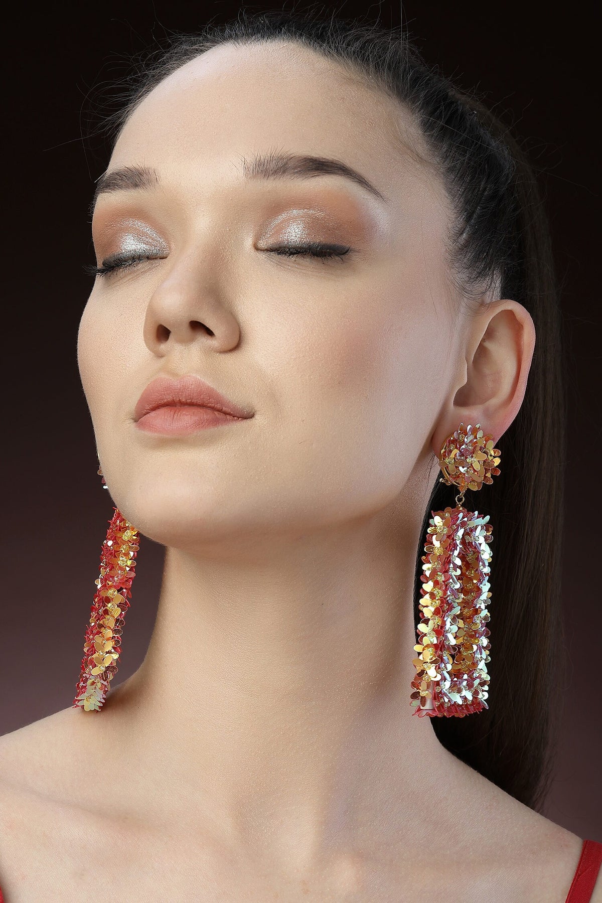 Sequin Embellished Dangler Earrings 