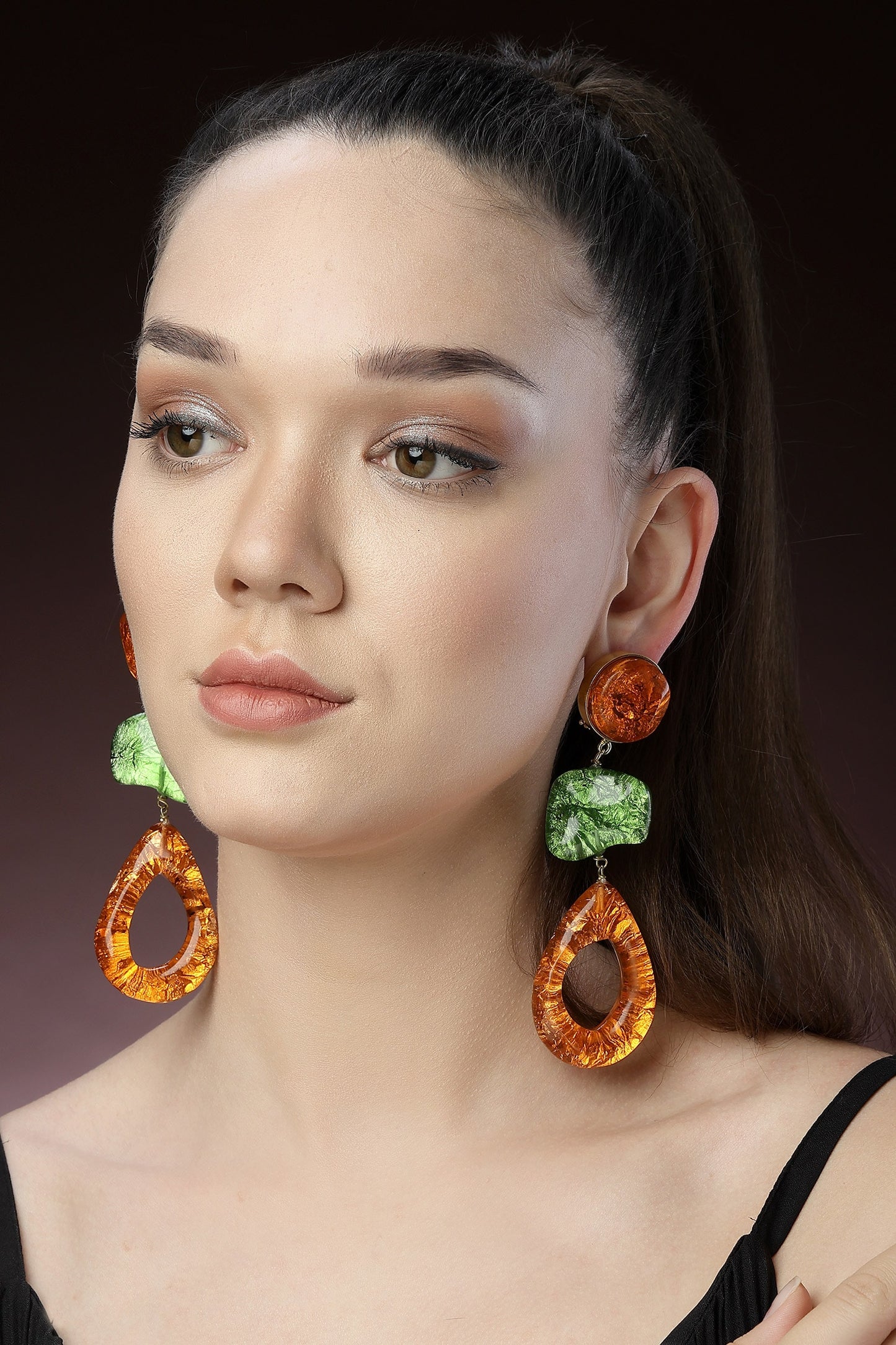 Geometric Metallic Resin Earrings 