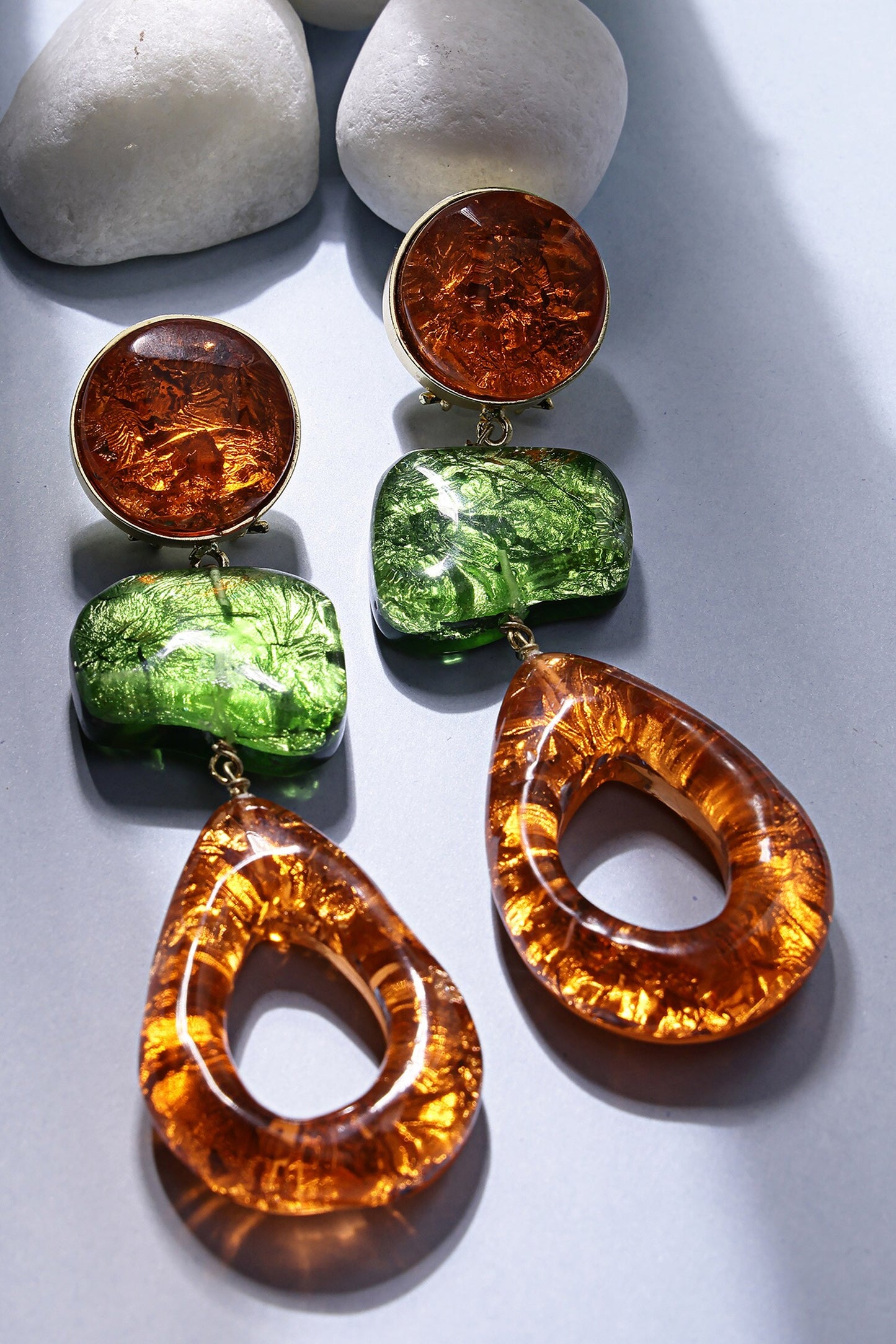Geometric Metallic Resin Earrings 