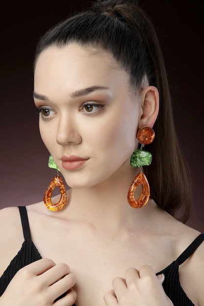 Geometric Metallic Resin Earrings 