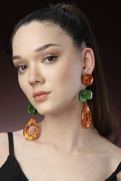 Geometric Metallic Resin Earrings 