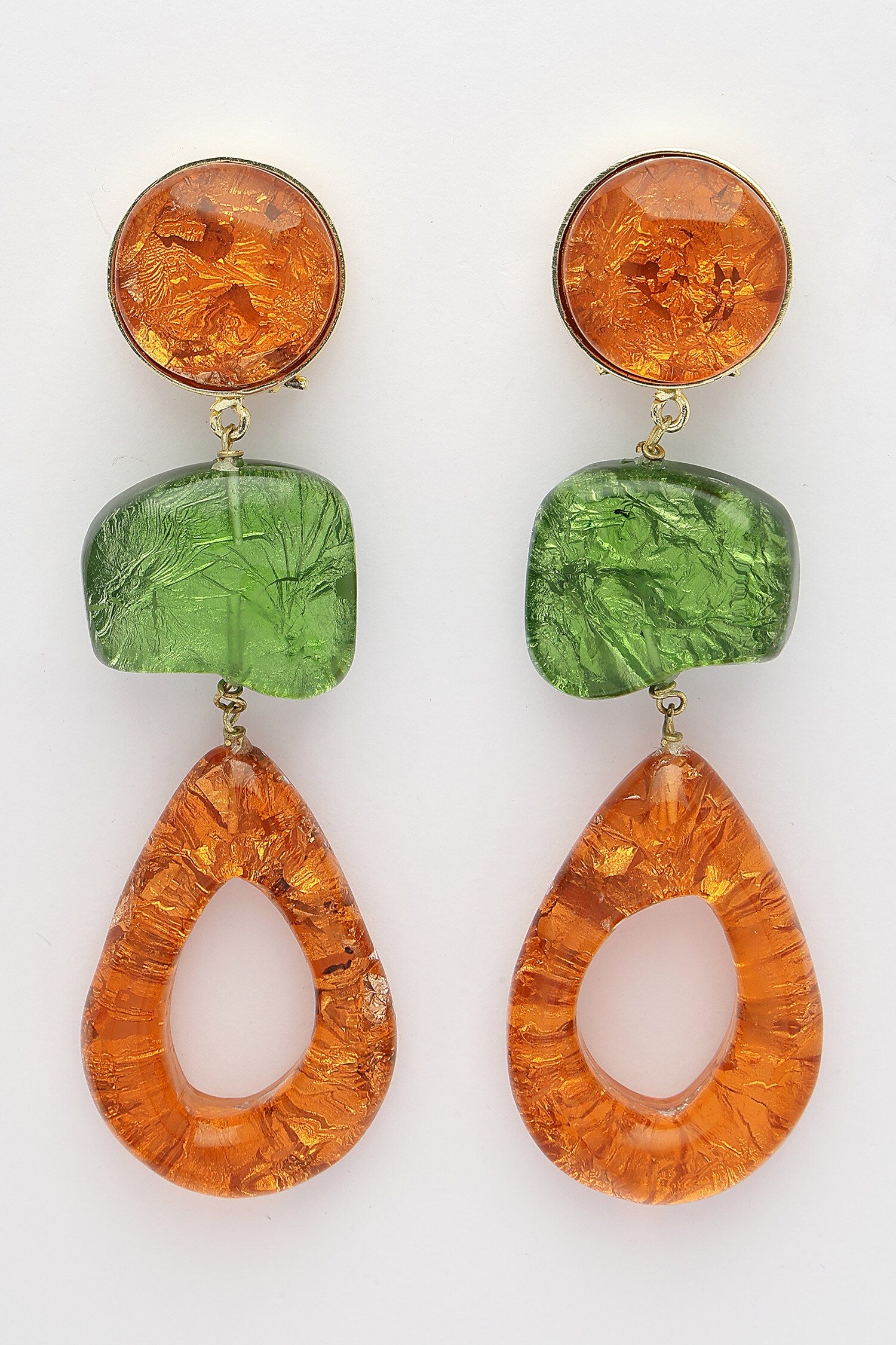 Geometric Metallic Resin Earrings 