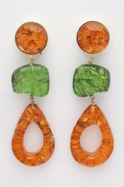 Geometric Metallic Resin Earrings 