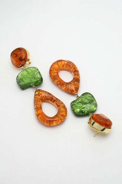 Geometric Metallic Resin Earrings 