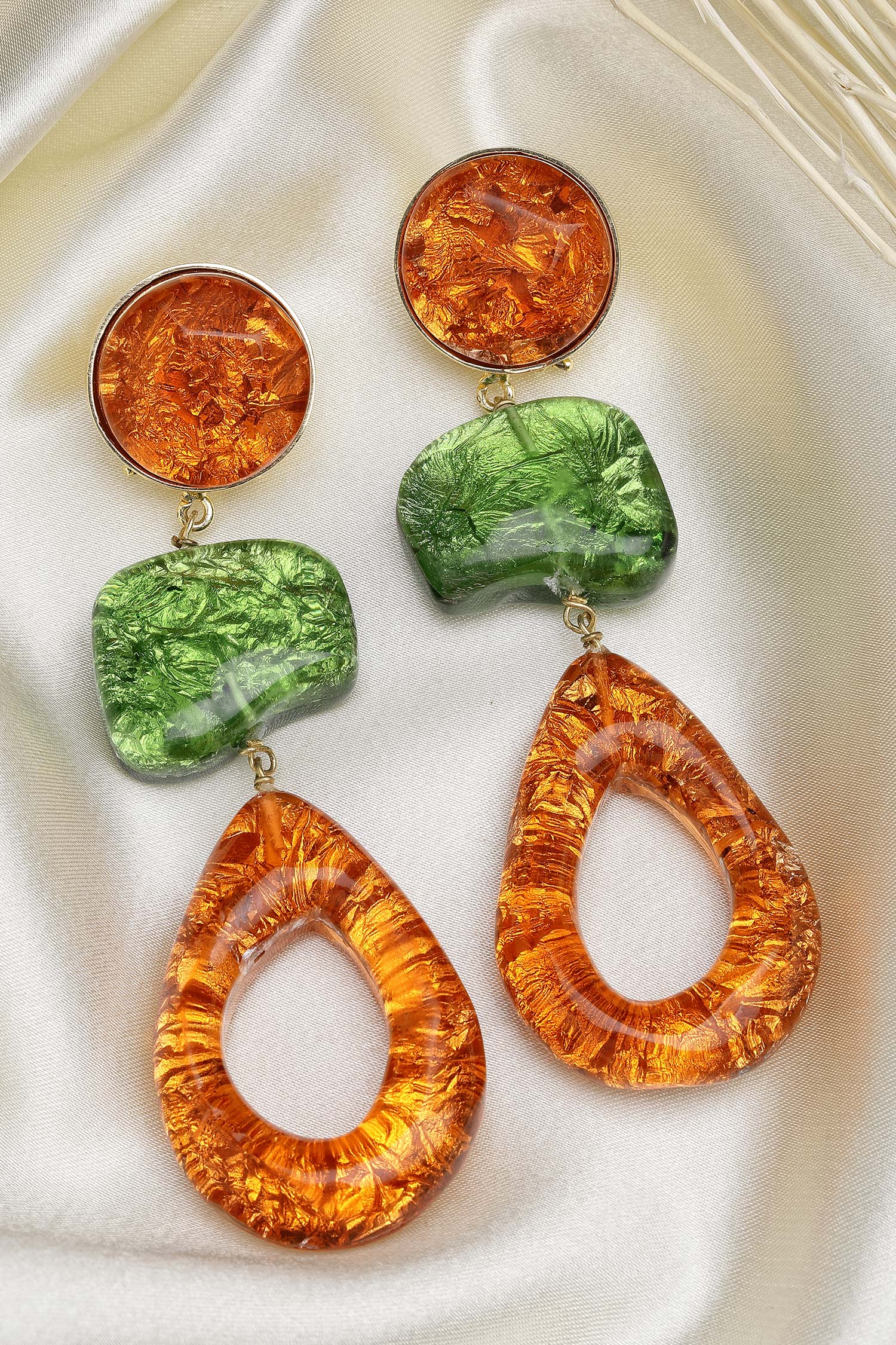 Geometric Metallic Resin Earrings 