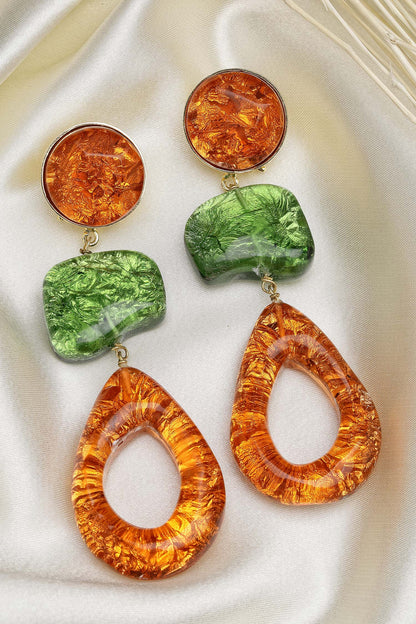 Geometric Metallic Resin Earrings 