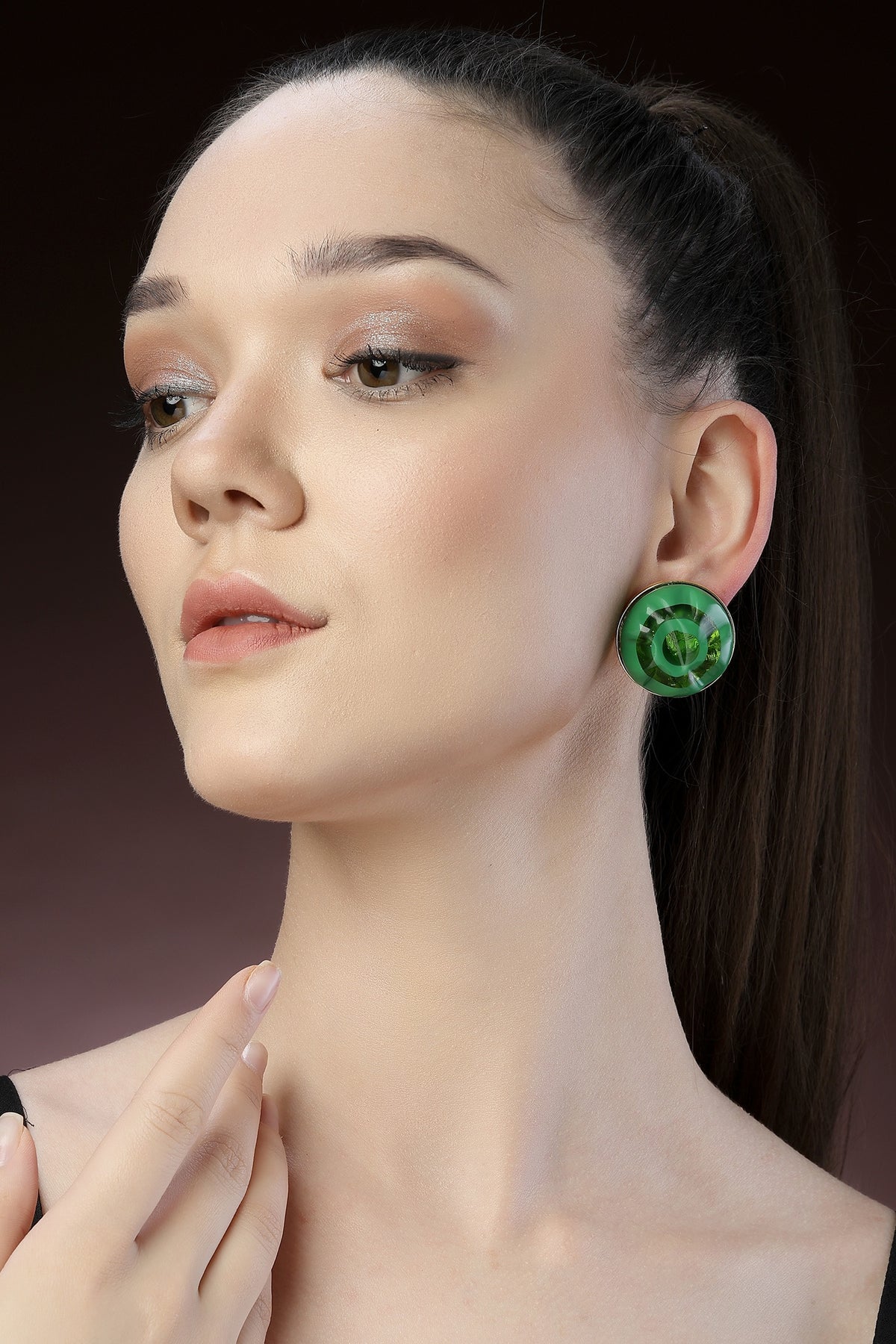 Foil Resin Round Earrings 