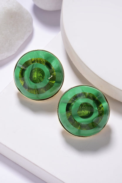 Foil Resin Round Earrings 