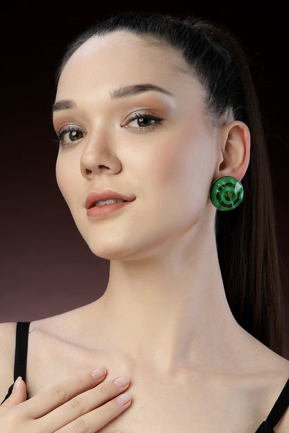 Foil Resin Round Earrings 