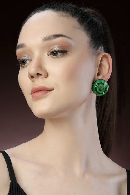 Foil Resin Round Earrings 