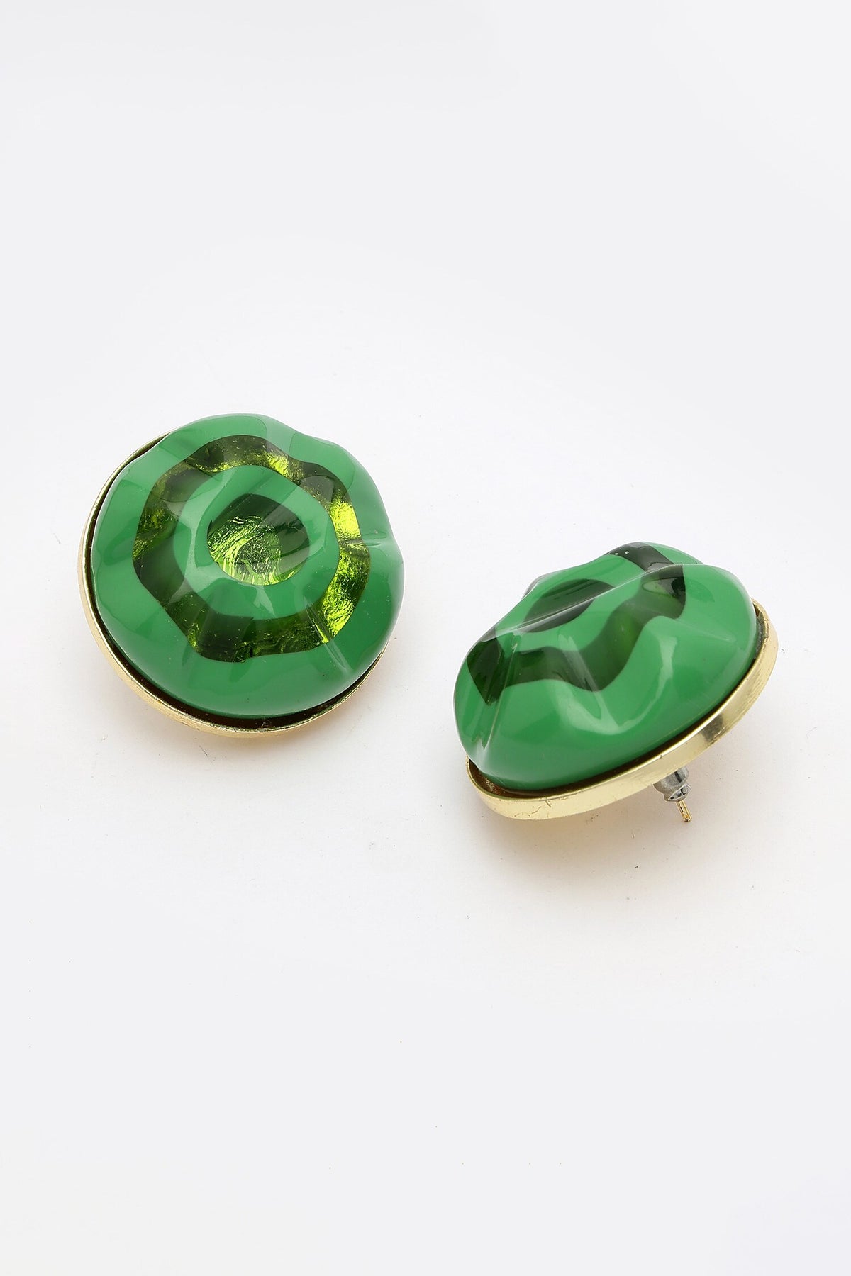 Foil Resin Round Earrings 