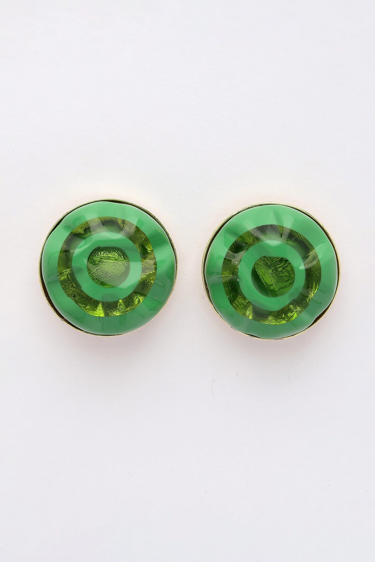 Foil Resin Round Earrings 