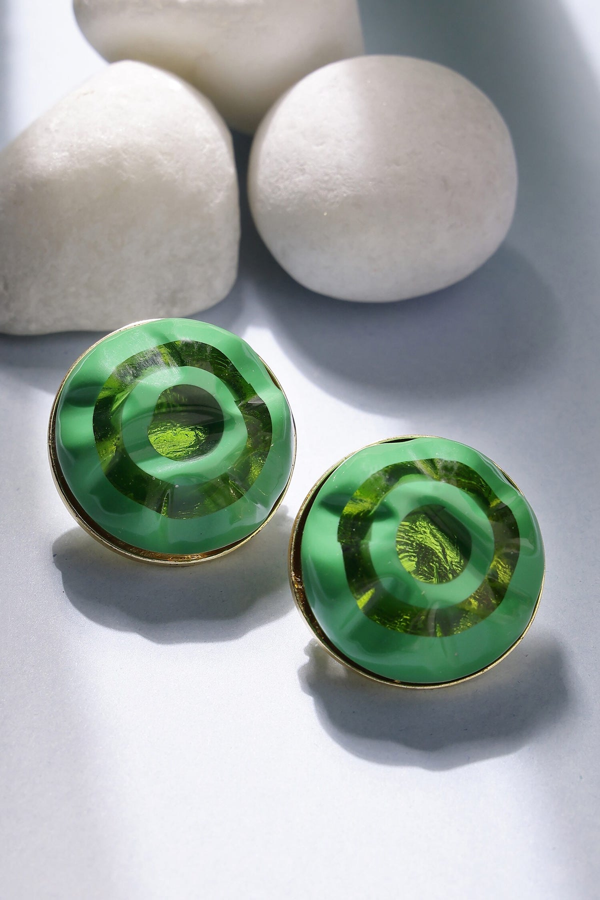 Foil Resin Round Earrings 