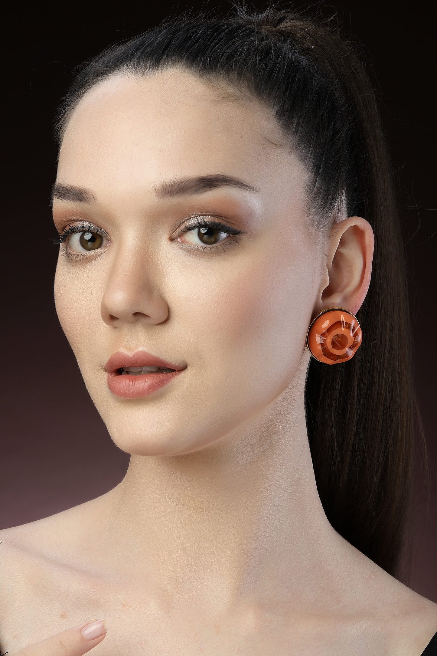 Round Foil Resin Earrings 