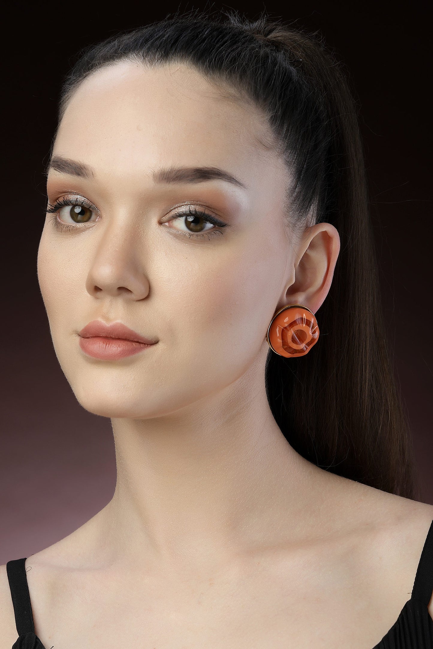 Round Foil Resin Earrings 
