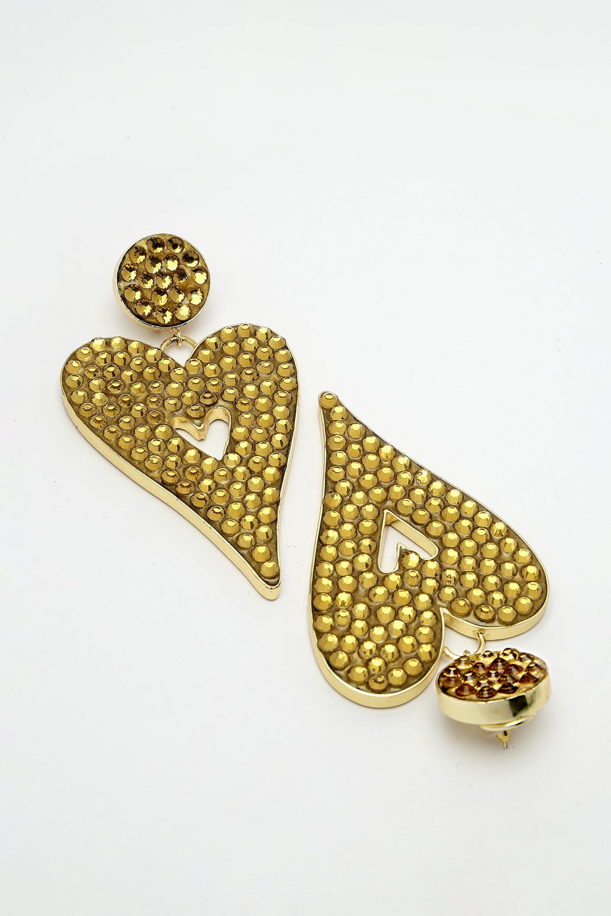 Crystal Embellished Heart Dangler Earrings 