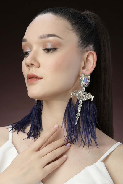 Feather Embellished Dangler Earrings 