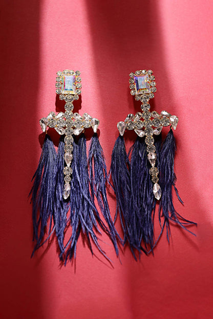 Feather Embellished Dangler Earrings 