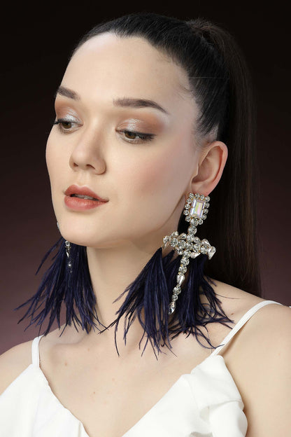Feather Embellished Dangler Earrings 