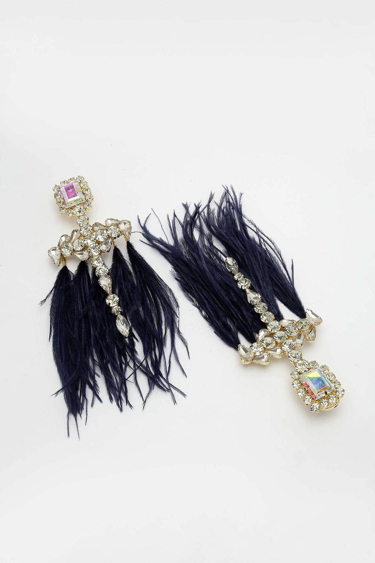 Feather Embellished Dangler Earrings 