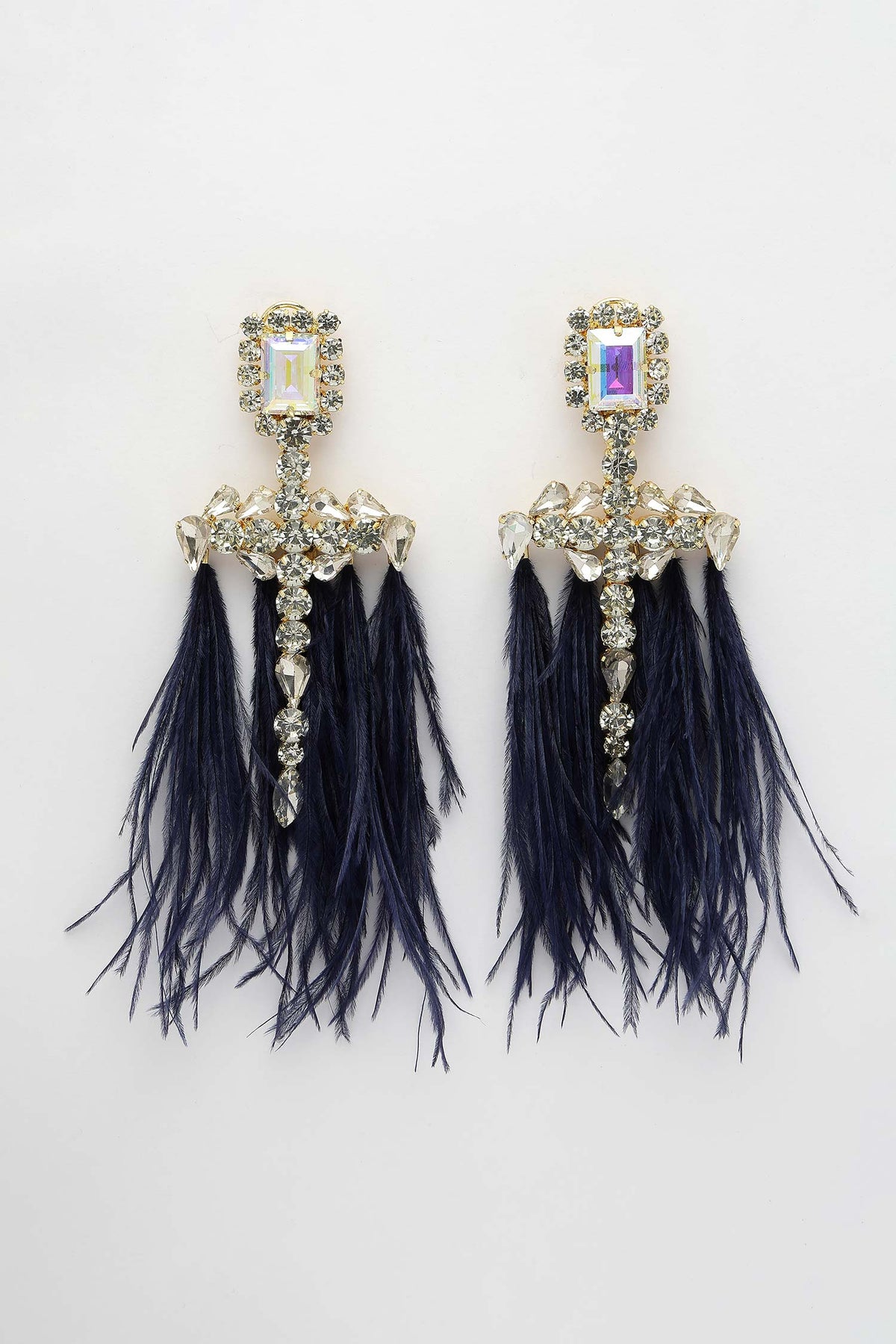Feather Embellished Dangler Earrings 