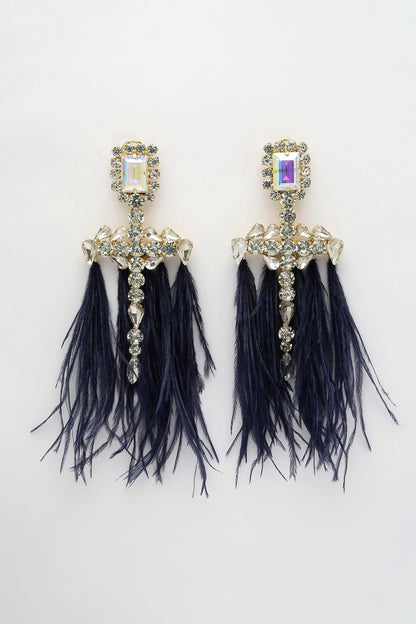 Feather Embellished Dangler Earrings 