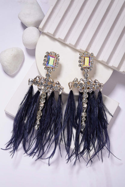 Feather Embellished Dangler Earrings 