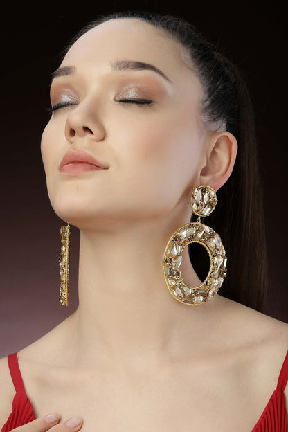 Crystal Embellished Hoop Earrings 