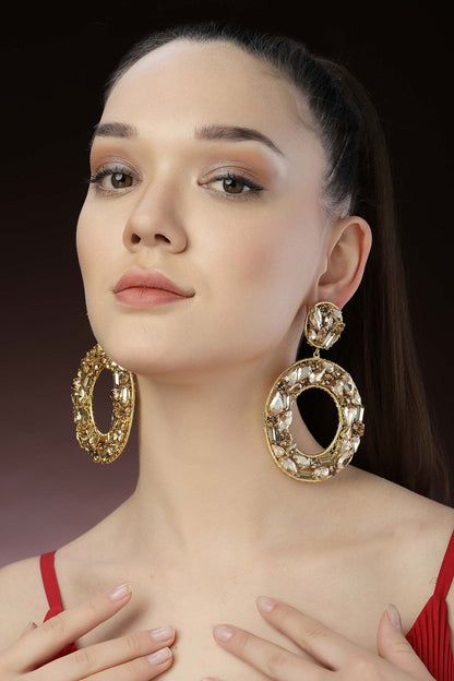 Crystal Embellished Hoop Earrings 