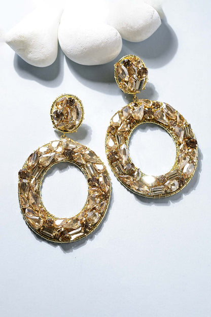 Crystal Embellished Hoop Earrings 