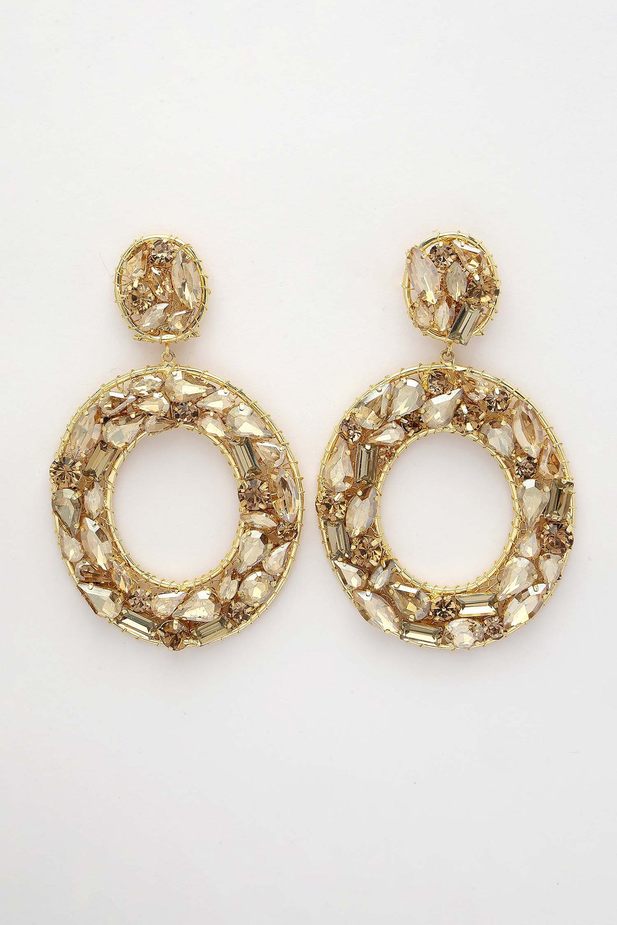 Crystal Embellished Hoop Earrings 