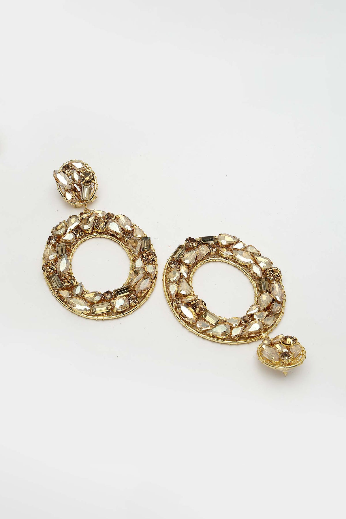 Crystal Embellished Hoop Earrings 