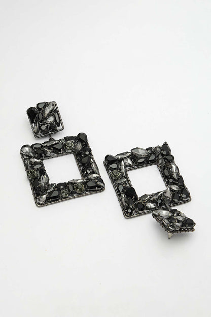 Square Motif Carved Earrings 